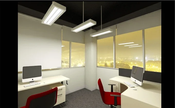 Sala de trabalho com vista para a cidade
